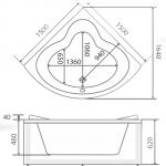 Акриловая ванна BellSan Оливия 1500x1500x640